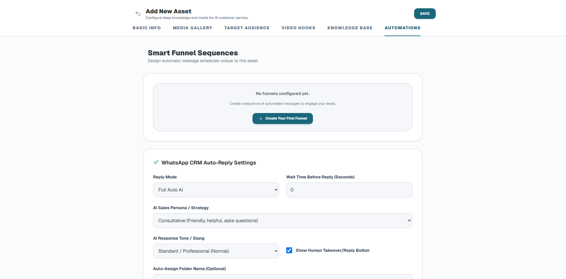 Automation Base Settings Page